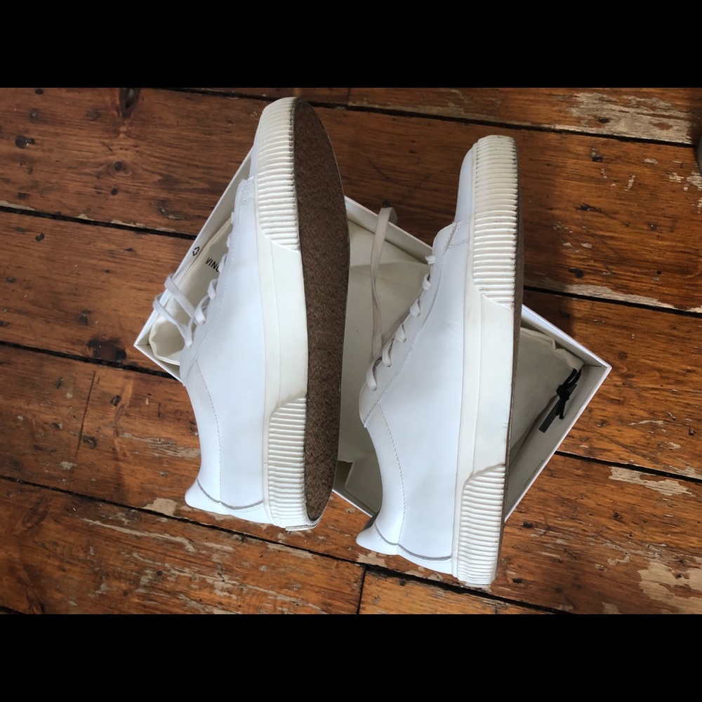 Men’s Vince White Leather Tennis Sneakers